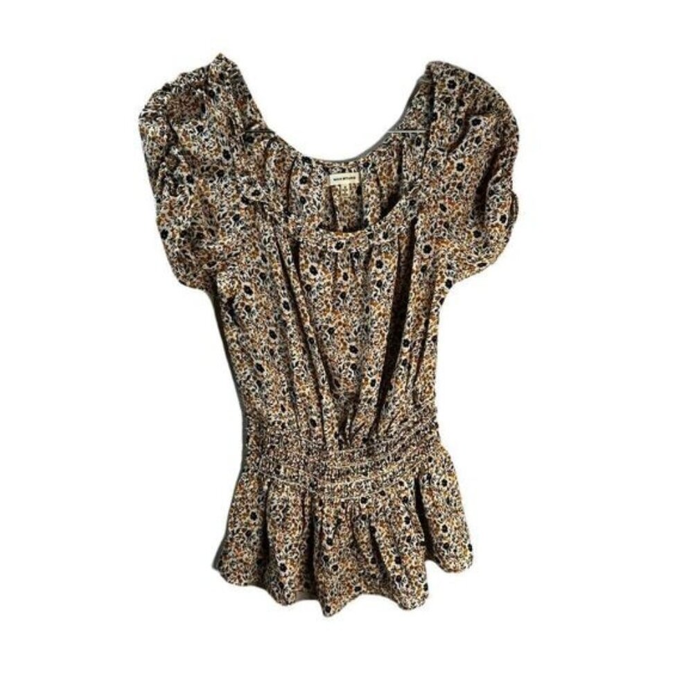 Max Studio Peplum Women‎ Floral Print Top Small NEW